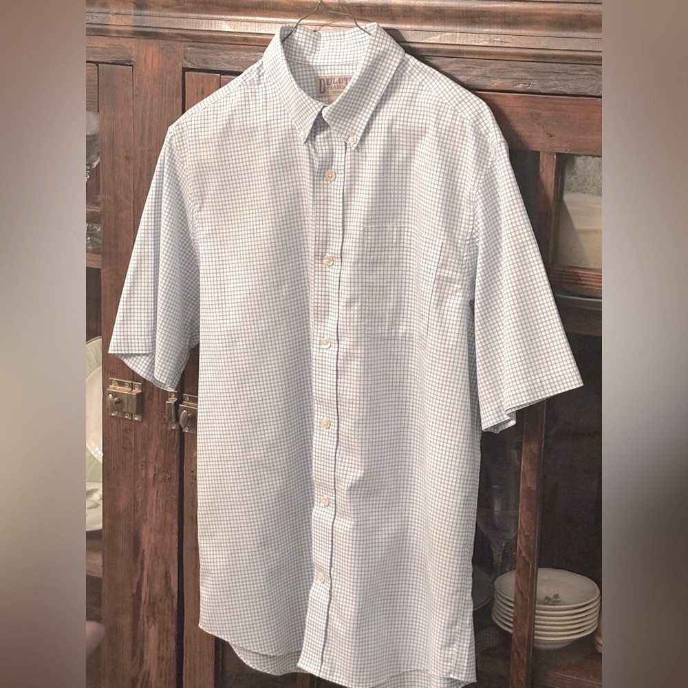 Duluth Trading Co. Blue Gingham Button Down Shirt. Men’s Sz-M Short Sleeve - Picture 2 of 11